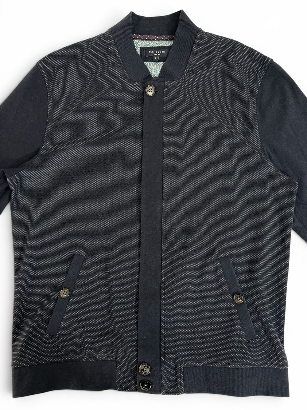 Ted Baker Textured Knit Bomber Jacket Navy Men’s M (Tagged 6)